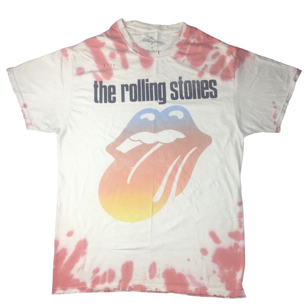 The Rolling‎ Stones T Shirt Mens Medium Tie Dye Short Sleeve Crewneck Distressed